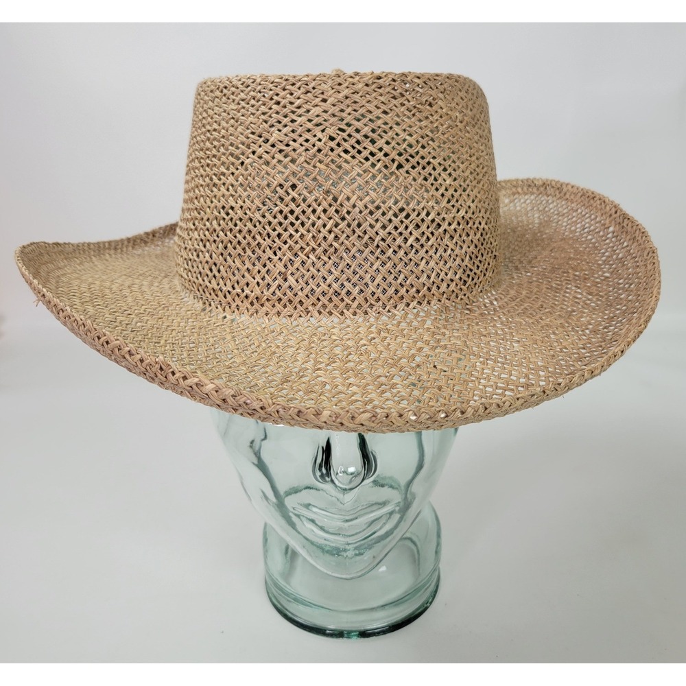 Country Gentleman Mens Medium Natural Straw Western Sun Hat Wide Brim